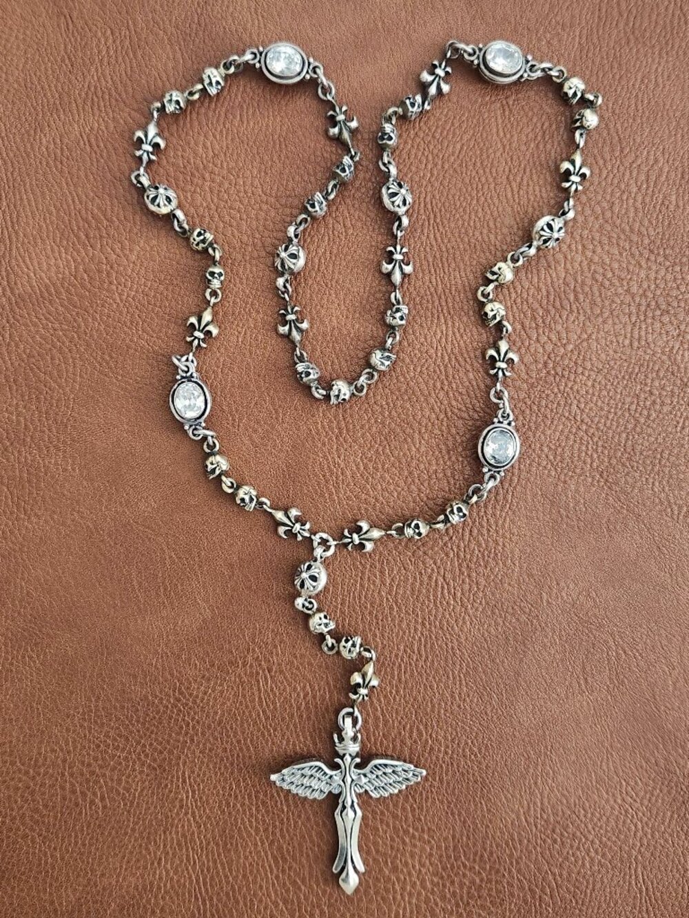 RETRIBUTION 925 SILVER ROSARY NECKLACE
